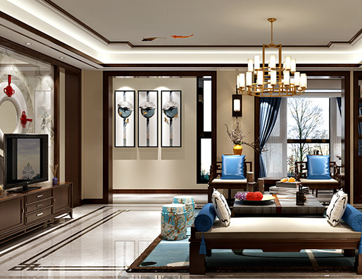 自建别墅新中式装修案例