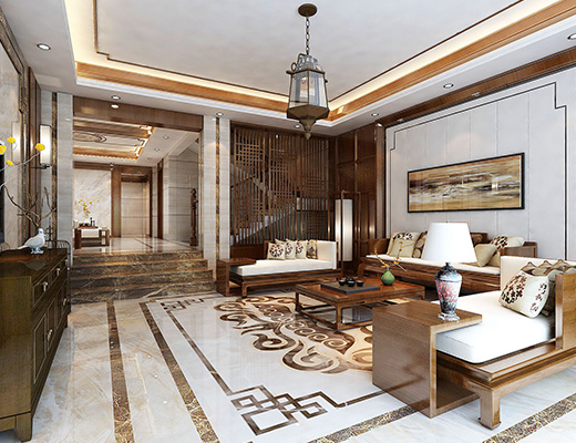 卓越蔚蓝海岸新中式装修案例